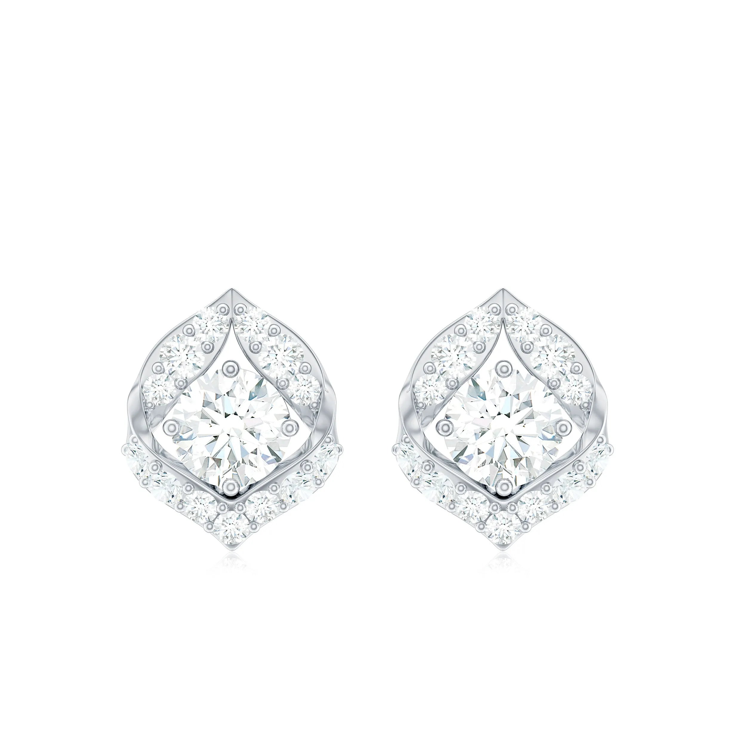 1 CT Moissanite Petal Stud Earrings with Screw Back
