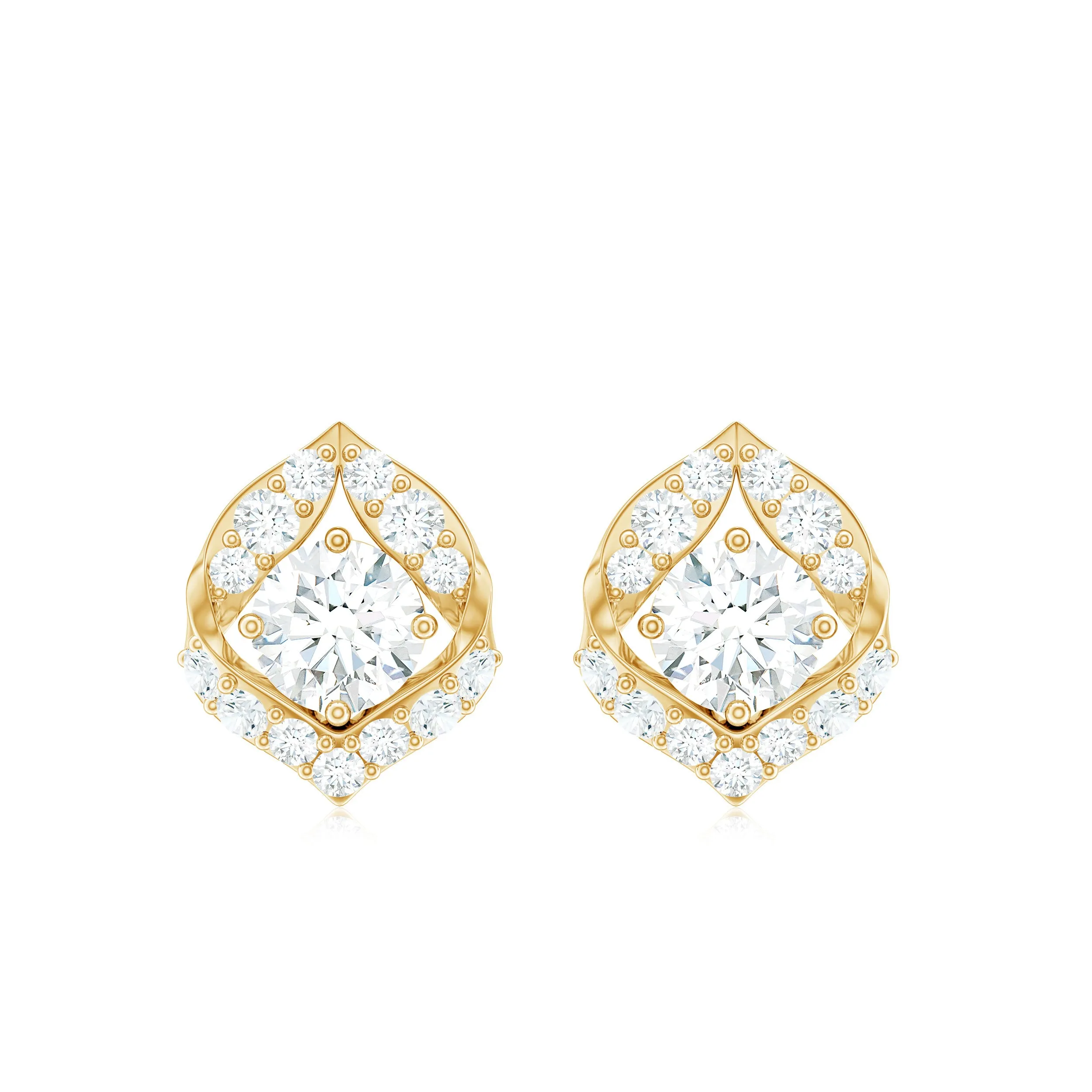 1 CT Moissanite Petal Stud Earrings with Screw Back