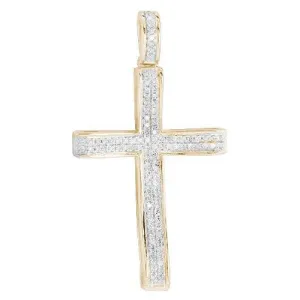 10KY 0.20CTW DIAMOND CONCAVE CROSS PENDANT