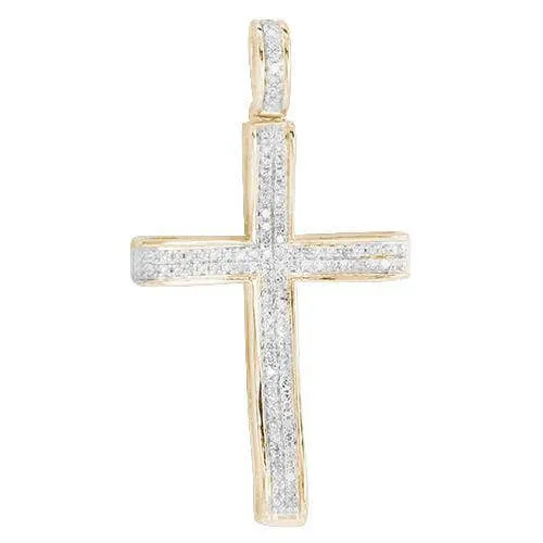 10KY 0.20CTW DIAMOND CONCAVE CROSS PENDANT