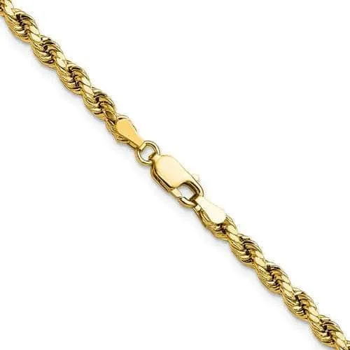 14K 4.3 mm Semi Solid Diamond-cut Rope with Lobster Clasp Gold Chain