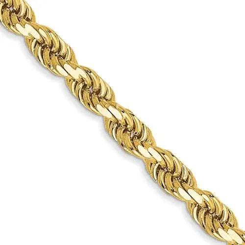 14K 4.3 mm Semi Solid Diamond-cut Rope with Lobster Clasp Gold Chain