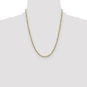 14K 4.3 mm Semi Solid Diamond-cut Rope with Lobster Clasp Gold Chain