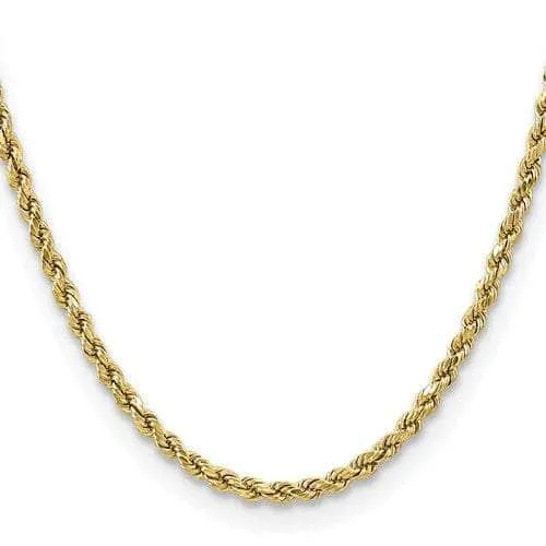 14K 4.3 mm Semi Solid Diamond-cut Rope with Lobster Clasp Gold Chain