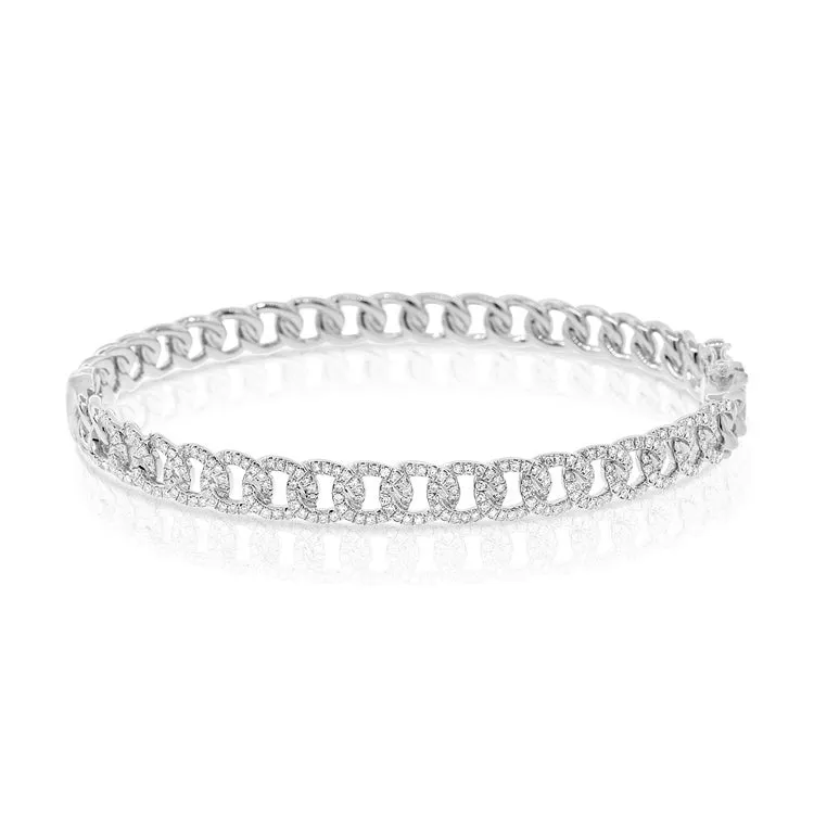 14K Rose Gold Diamond Curb Link Bangle