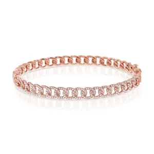 14K Rose Gold Diamond Curb Link Bangle
