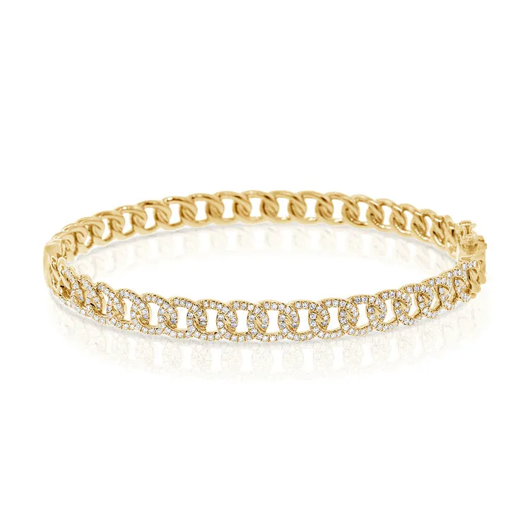 14K Rose Gold Diamond Curb Link Bangle