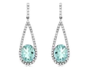 14K White Gold Aquamarine Dangle Earrings