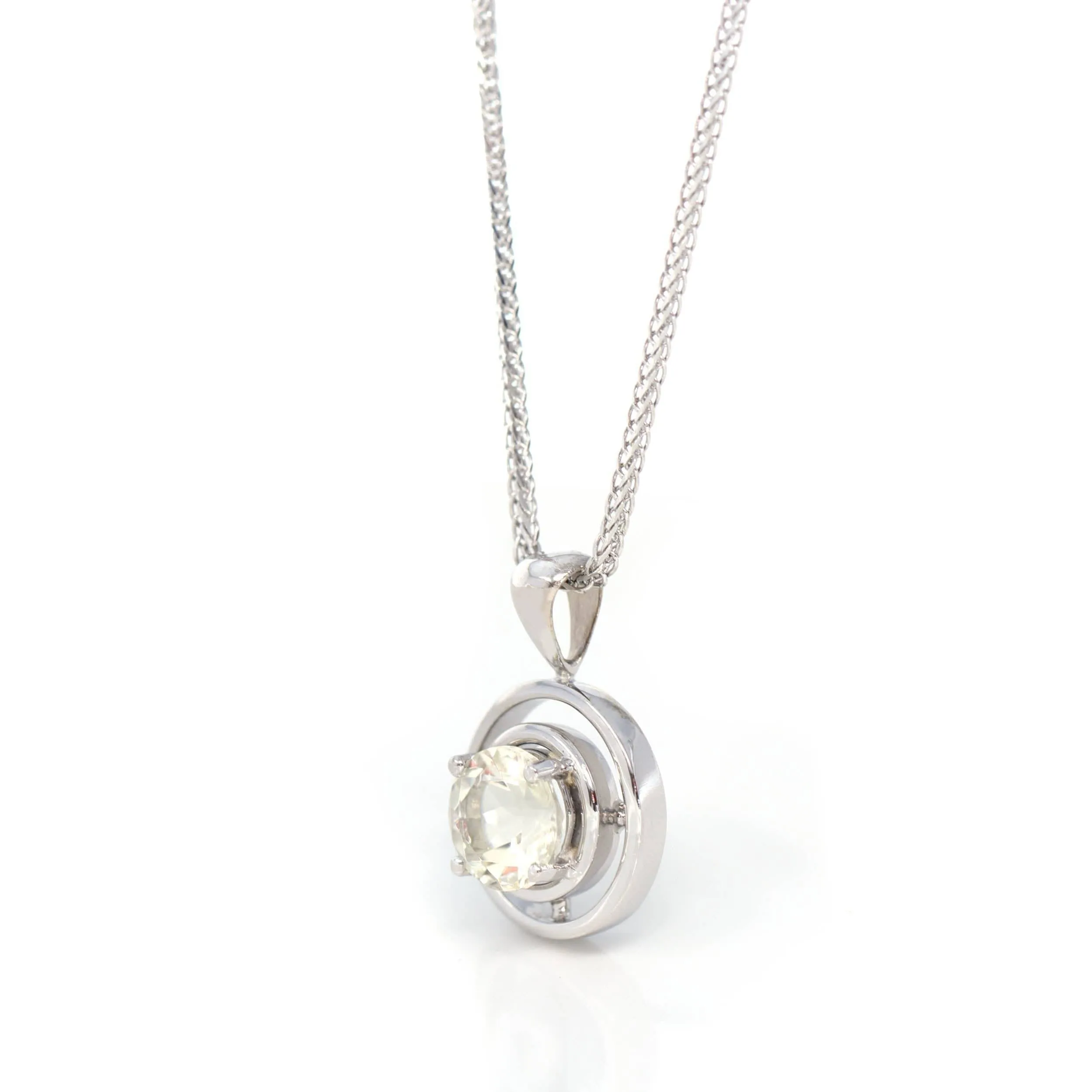 14k White Gold Genuine A Royal Oregon Red Sunstone Pendant Necklace