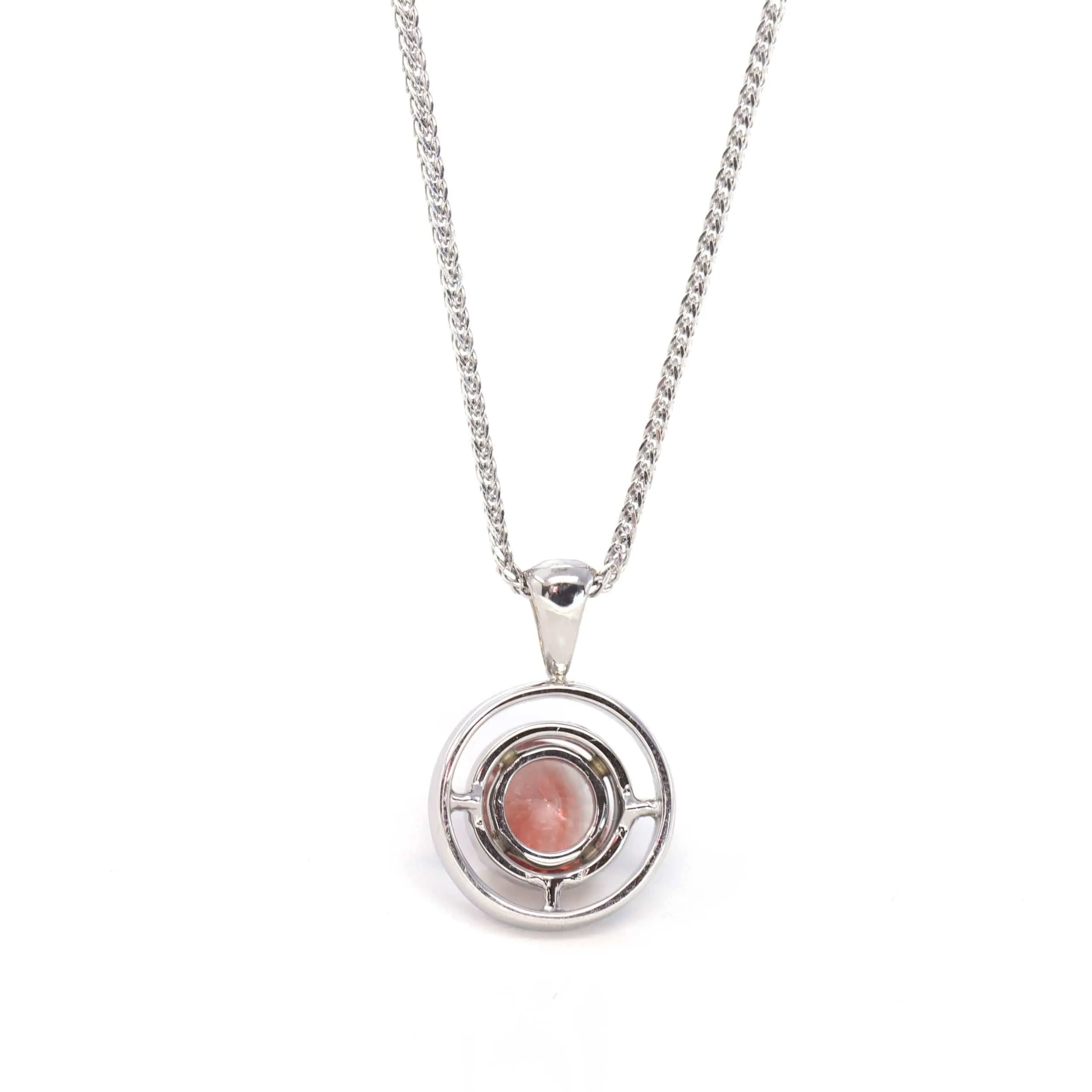 14k White Gold Genuine A Royal Oregon Red Sunstone Pendant Necklace
