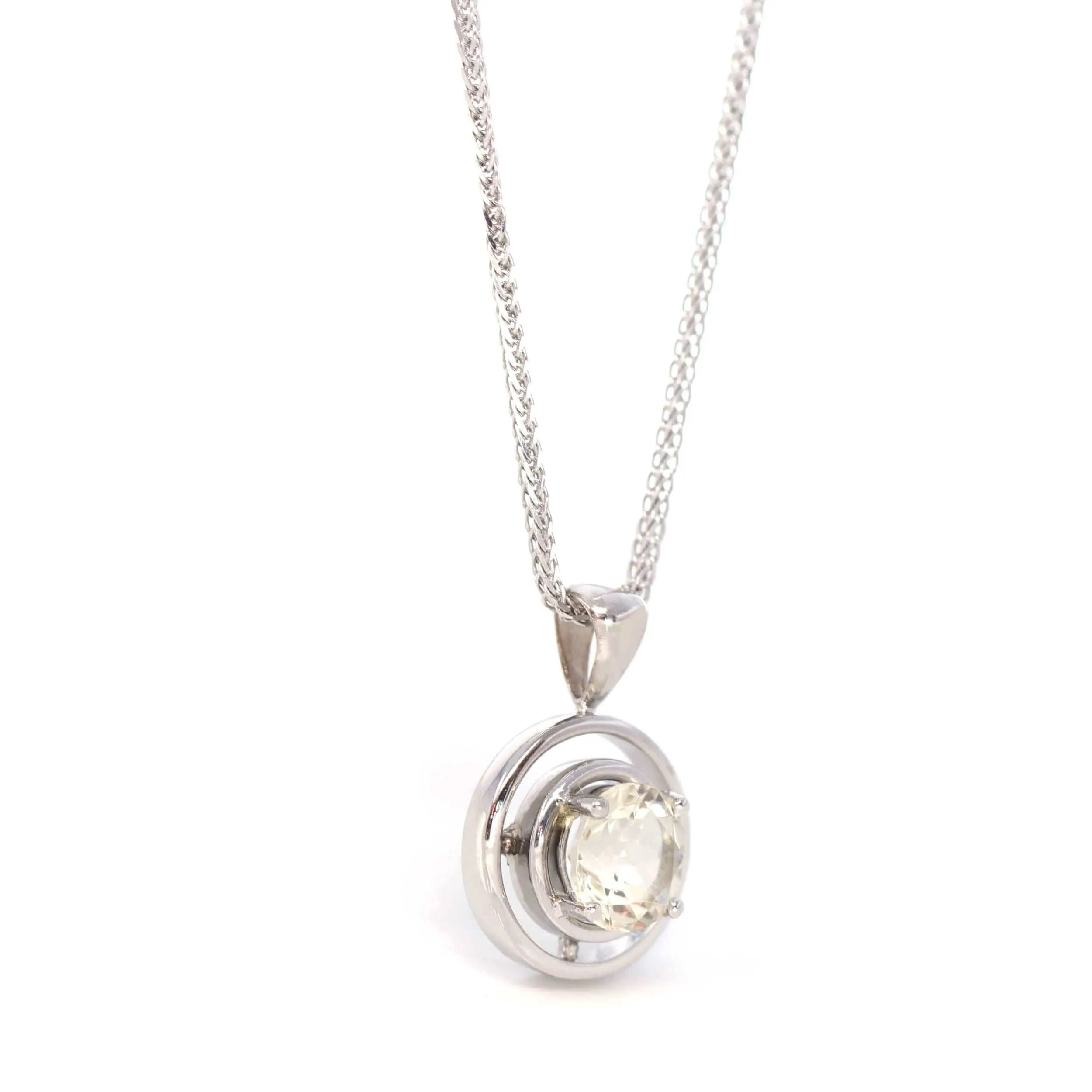 14k White Gold Genuine A Royal Oregon Red Sunstone Pendant Necklace