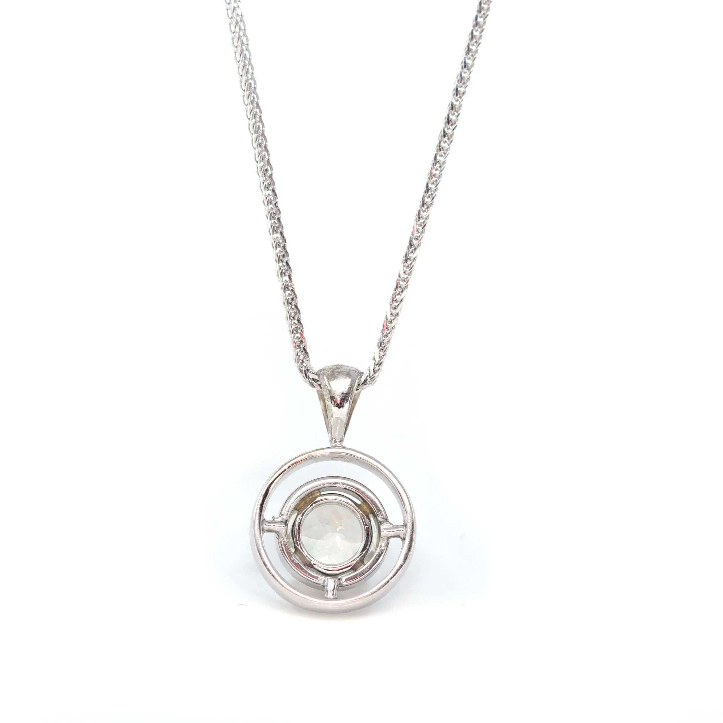 14k White Gold Genuine A Royal Oregon Red Sunstone Pendant Necklace