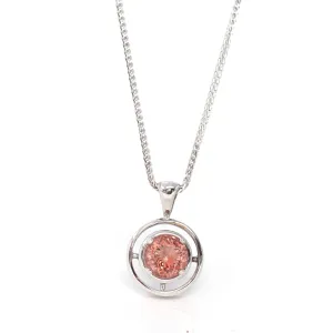14k White Gold Genuine A Royal Oregon Red Sunstone Pendant Necklace