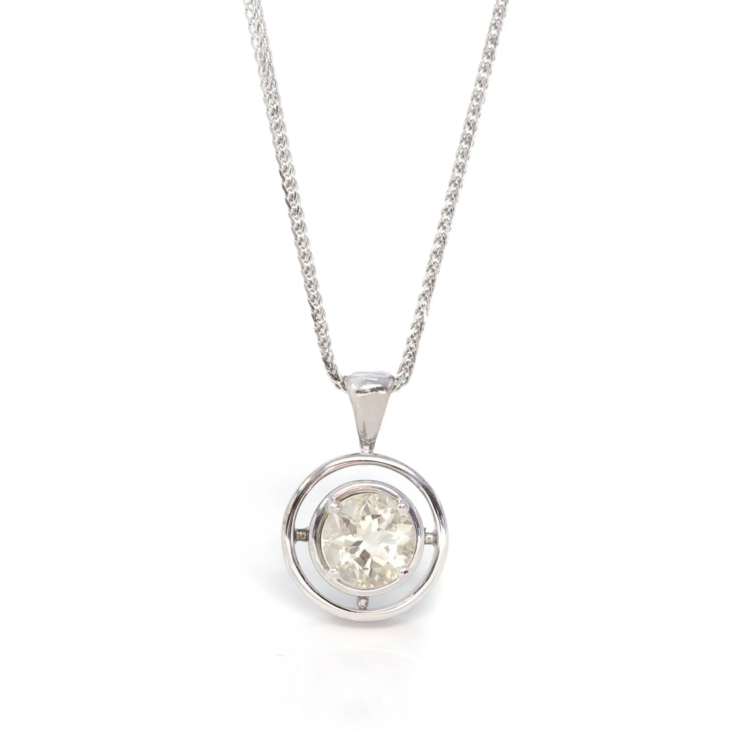 14k White Gold Genuine A Royal Oregon Red Sunstone Pendant Necklace