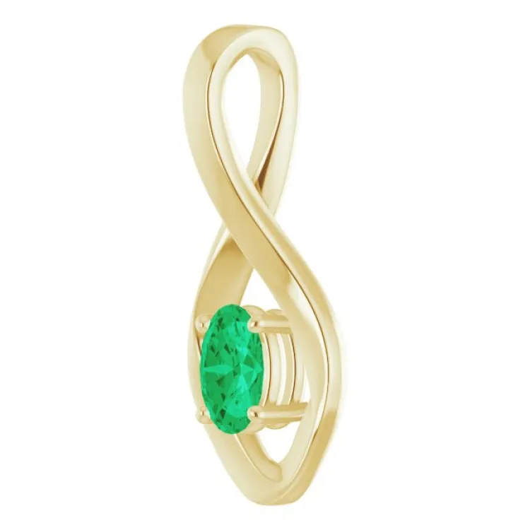 14K Yellow 6x4 mm Oval Natural Emerald Pendant