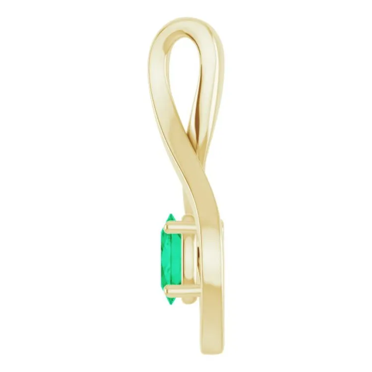 14K Yellow 6x4 mm Oval Natural Emerald Pendant
