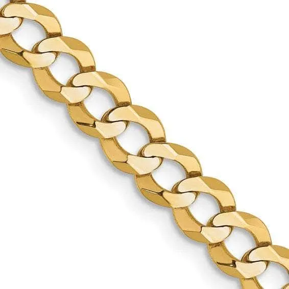 14K Yellow Gold 5.1 mm Flat Cuban Chain with Lobster Clasp