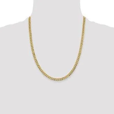 14K Yellow Gold 5.1 mm Flat Cuban Chain with Lobster Clasp