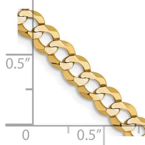 14K Yellow Gold 5.1 mm Flat Cuban Chain with Lobster Clasp