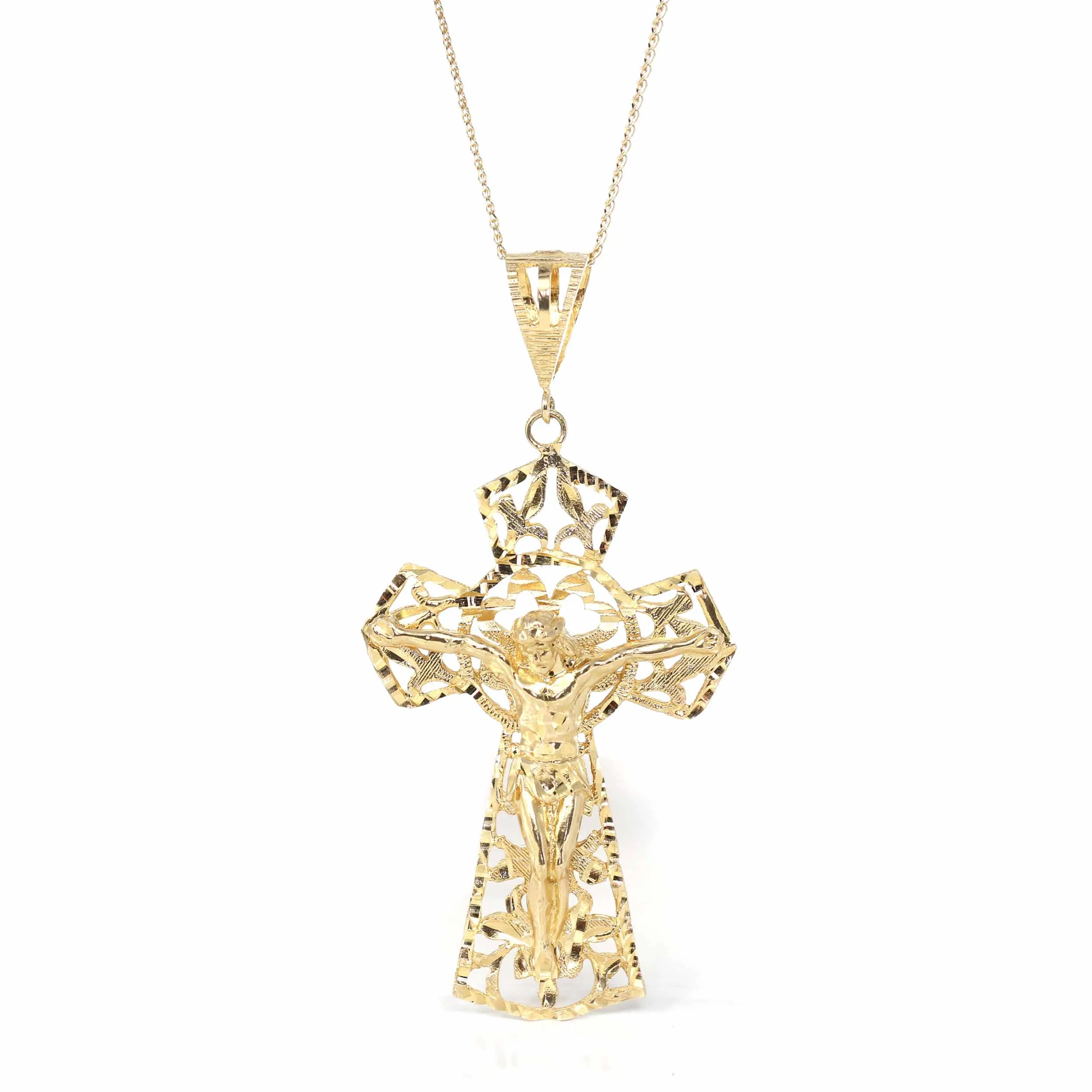 14k Yellow Gold Cross Pendant Necklace