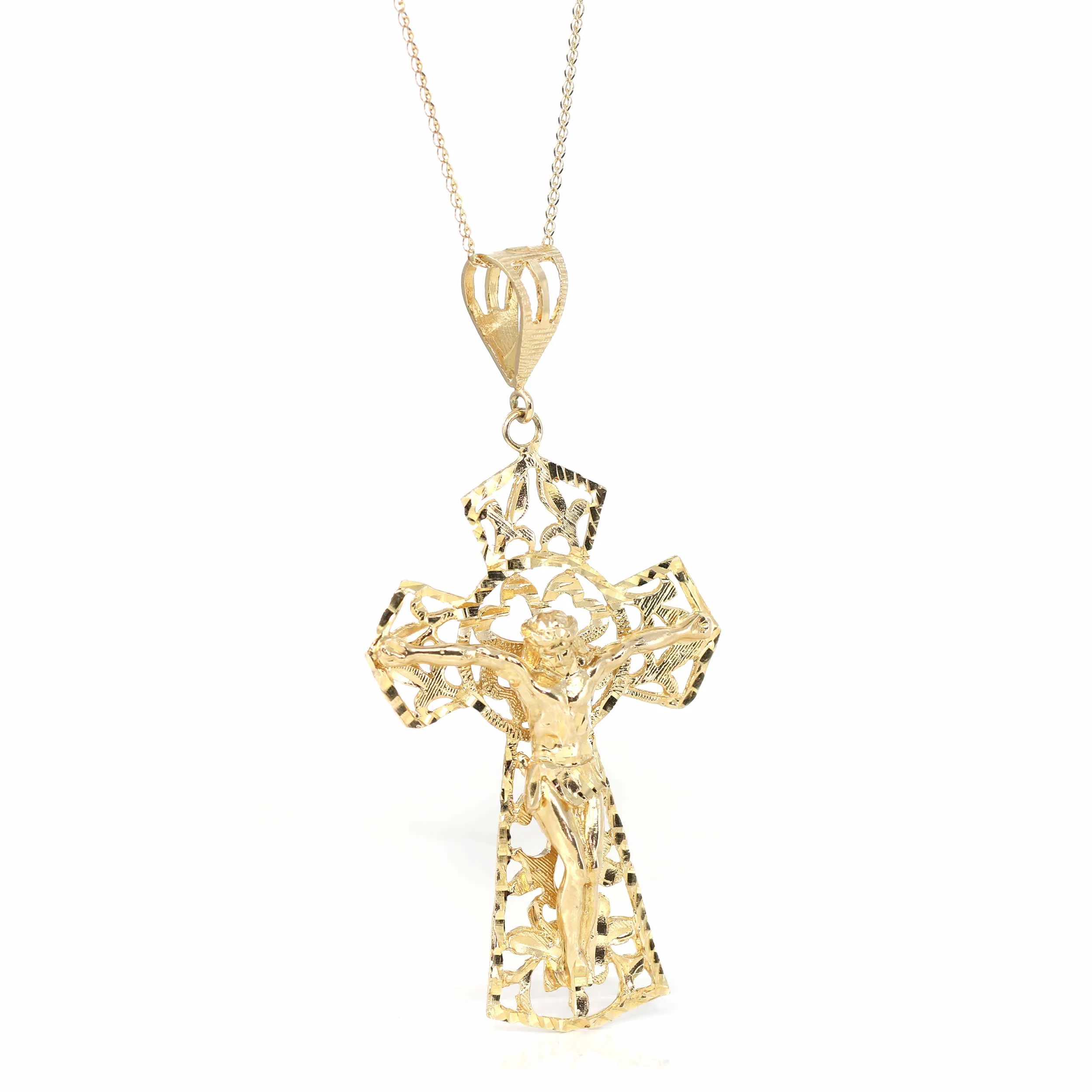 14k Yellow Gold Cross Pendant Necklace
