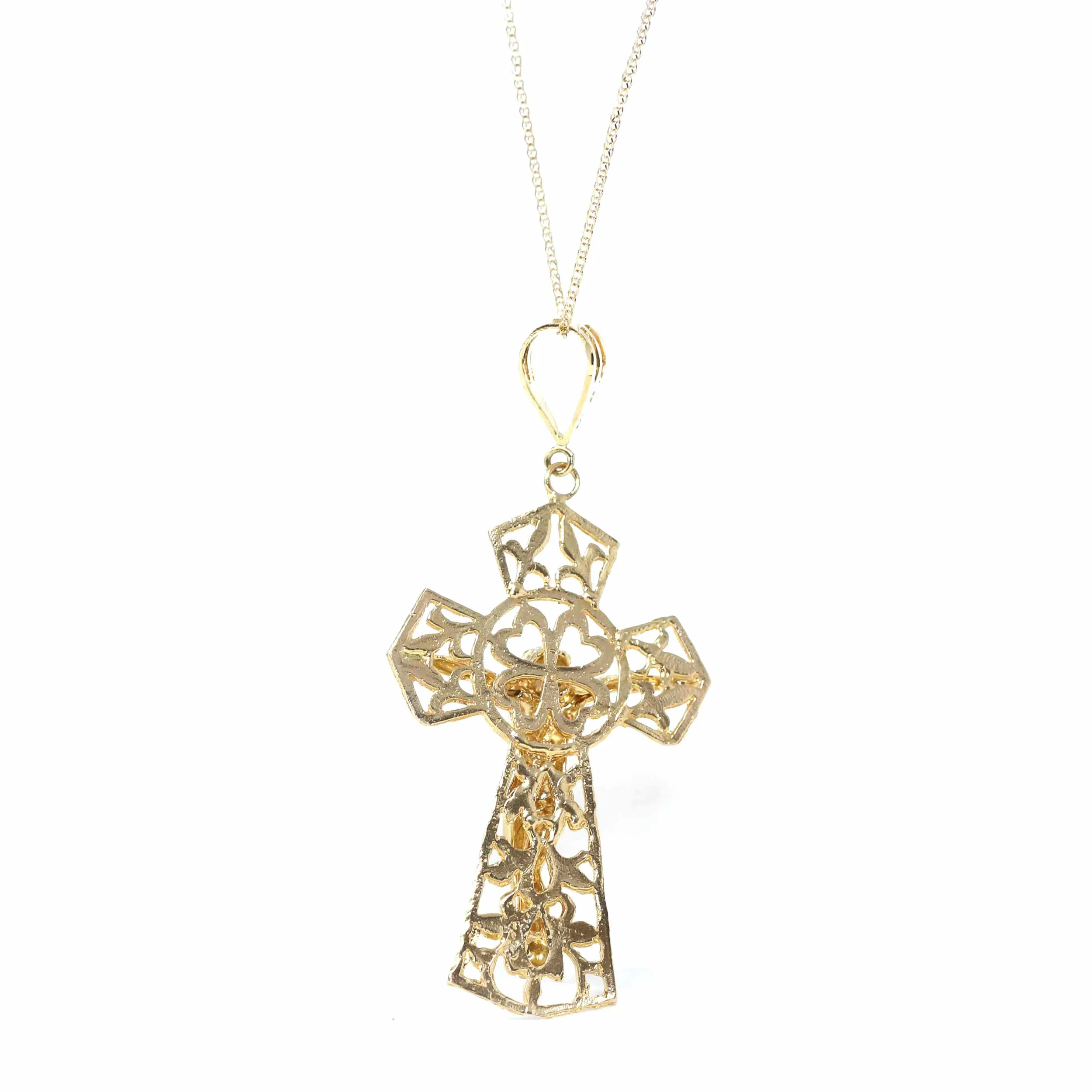 14k Yellow Gold Cross Pendant Necklace
