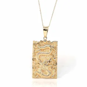 14k Yellow Gold Dragon Pendant Necklace