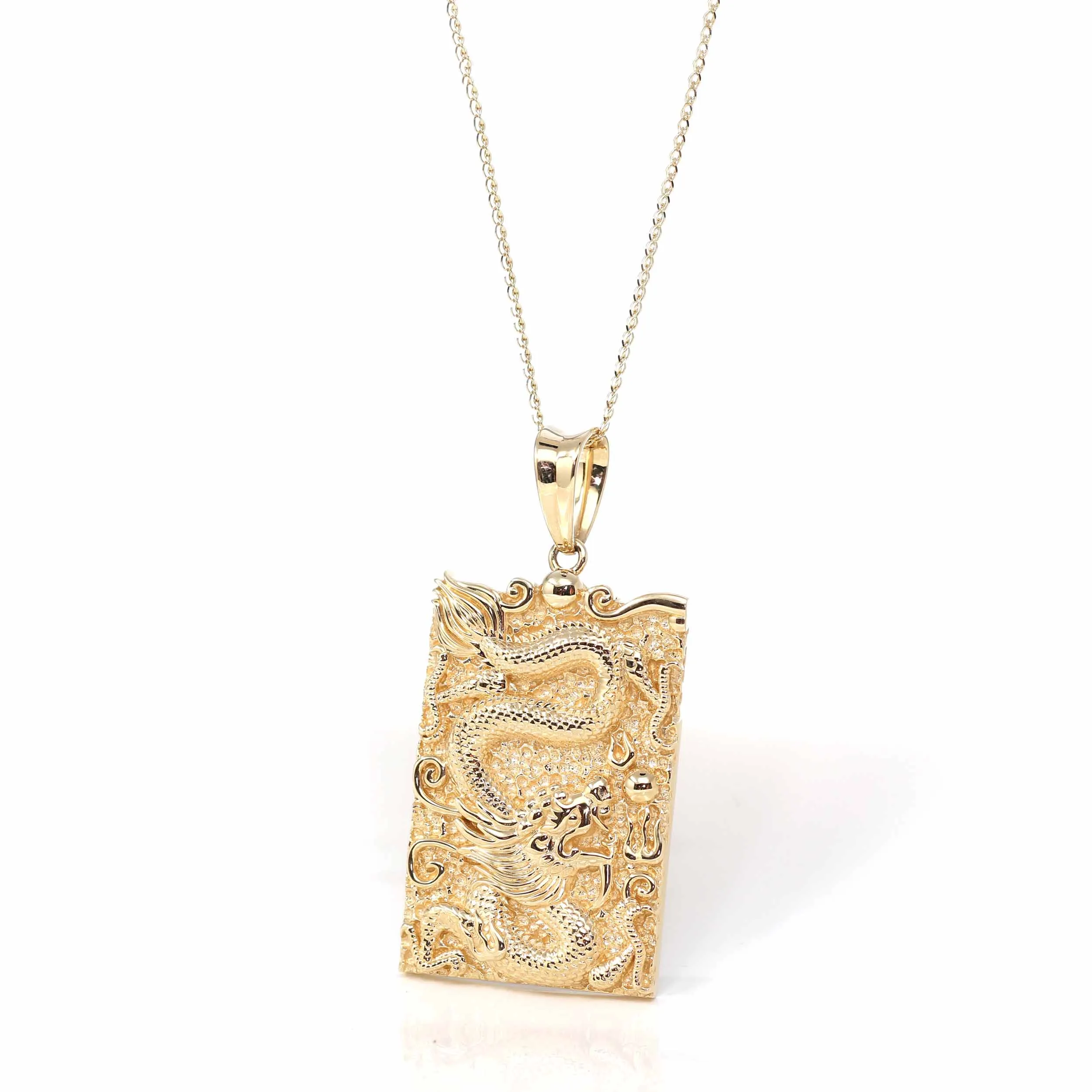 14k Yellow Gold Dragon Pendant Necklace