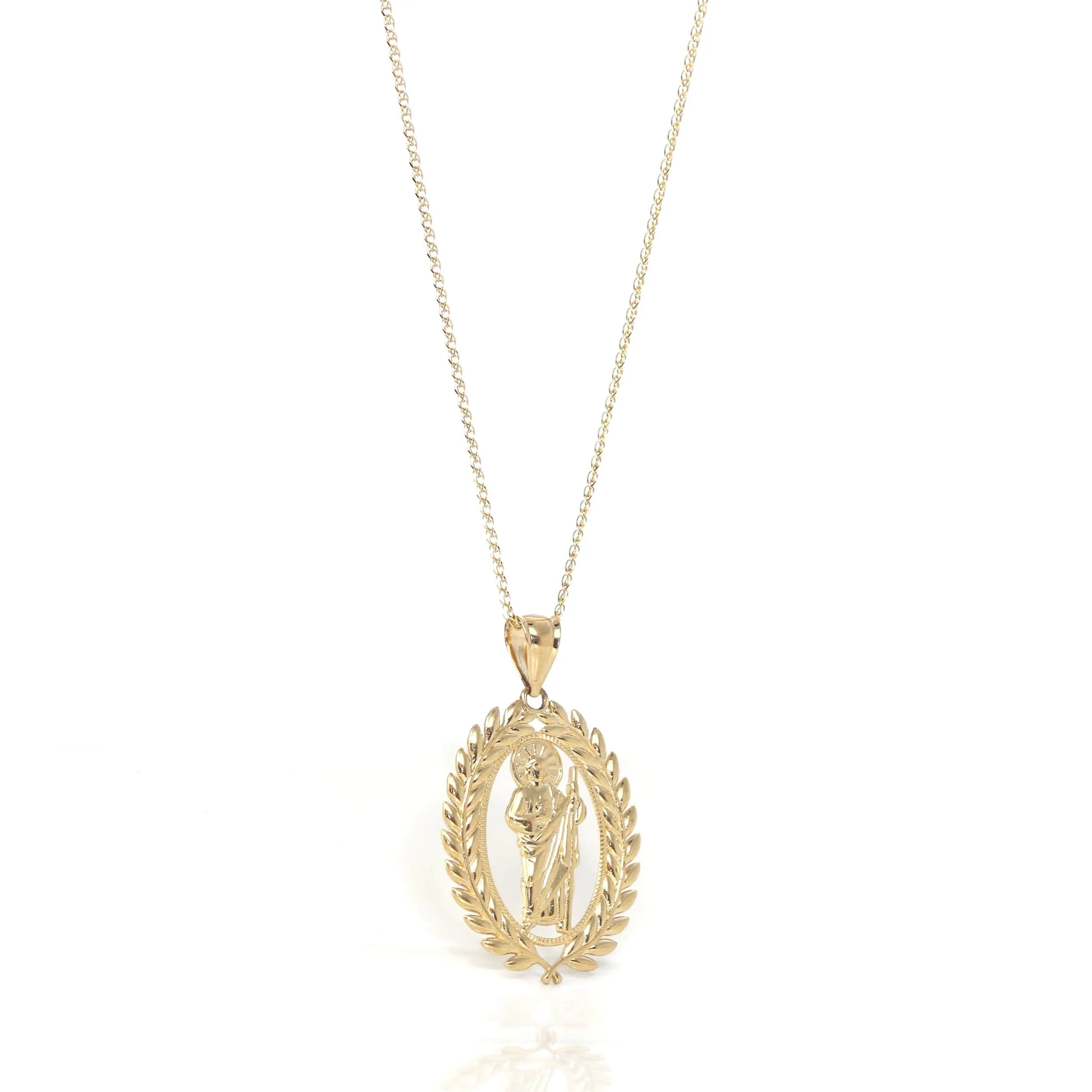 14k Yellow Gold Jesus Charm Necklace