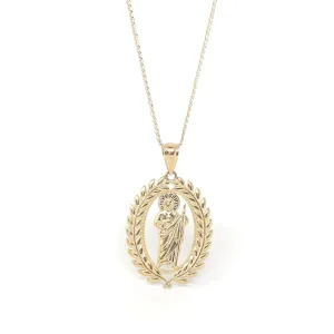 14k Yellow Gold Jesus Charm Necklace
