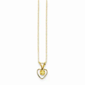 14K Yellow Gold Madi K Citrine Heart Birthstone Necklace