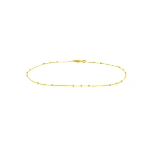14K Yellow Gold Triple Bead Saturn Chain with Lobster Lock Anklet