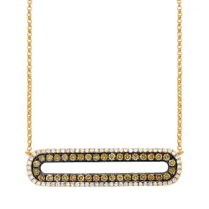 14k Yellow Gold White & Champagne Diamond Bar Necklace V0067