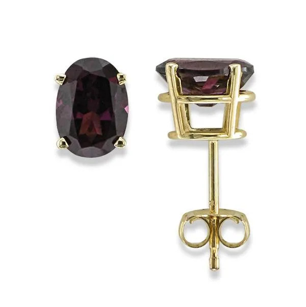 14KT 1.90 CTW OVAL RHODOLITE GARNET EARRINGS