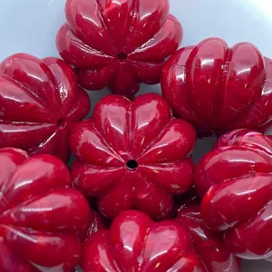 14x22mm Pumpkin (10) - Red - Vintage Opaque Marbled Effect Beads