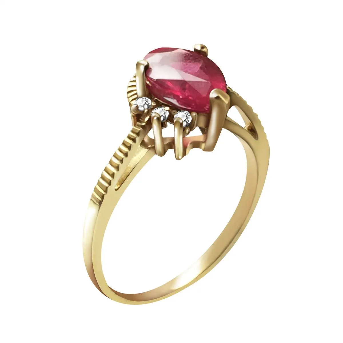 1.52 Carat 14K Solid Yellow Gold Hit The Trend Ruby Diamond Ring