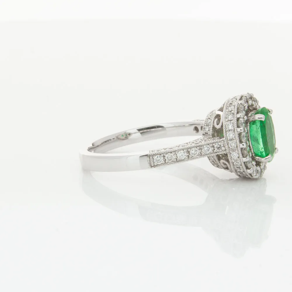 18ct White Gold 1.00ct Emerald & Diamond Ring