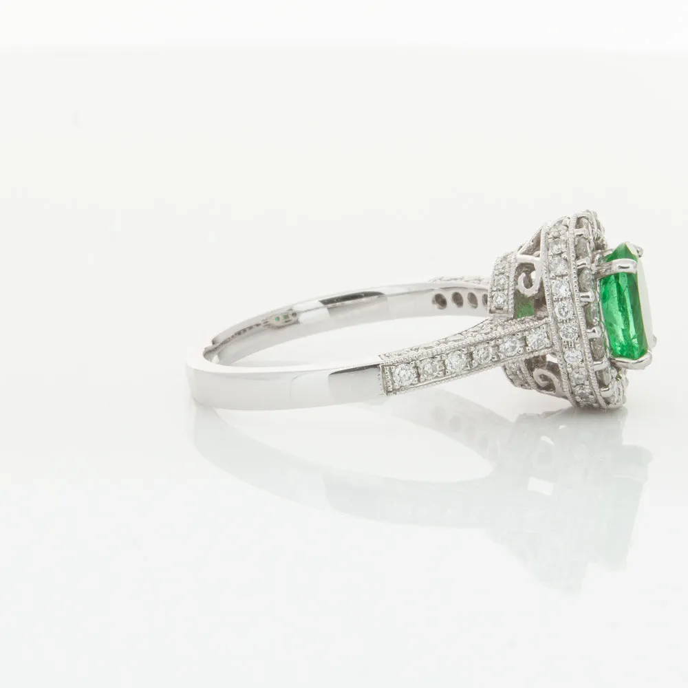 18ct White Gold 1.00ct Emerald & Diamond Ring