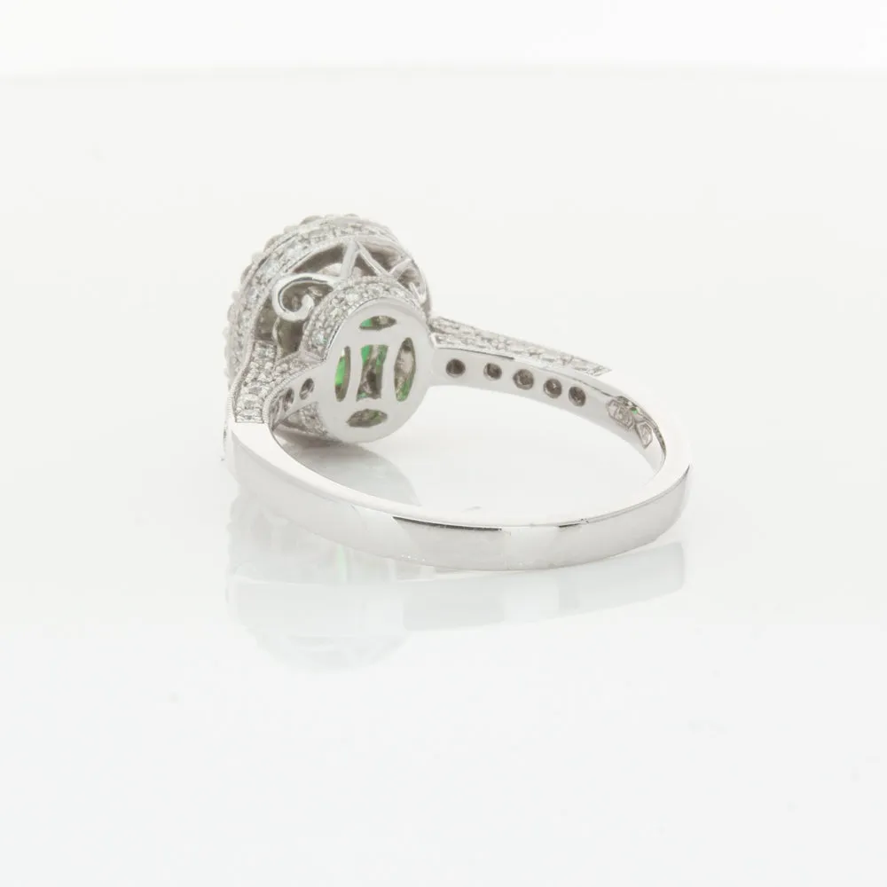 18ct White Gold 1.00ct Emerald & Diamond Ring