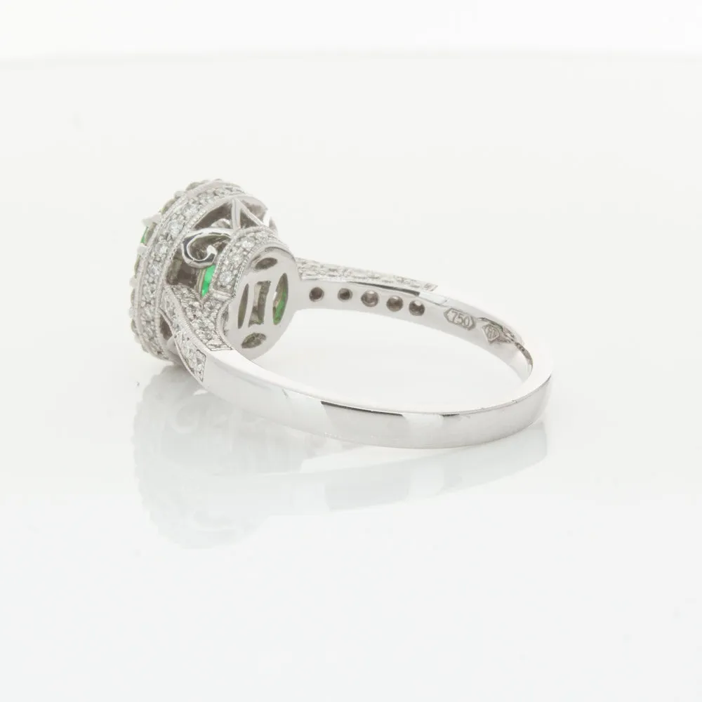18ct White Gold 1.00ct Emerald & Diamond Ring