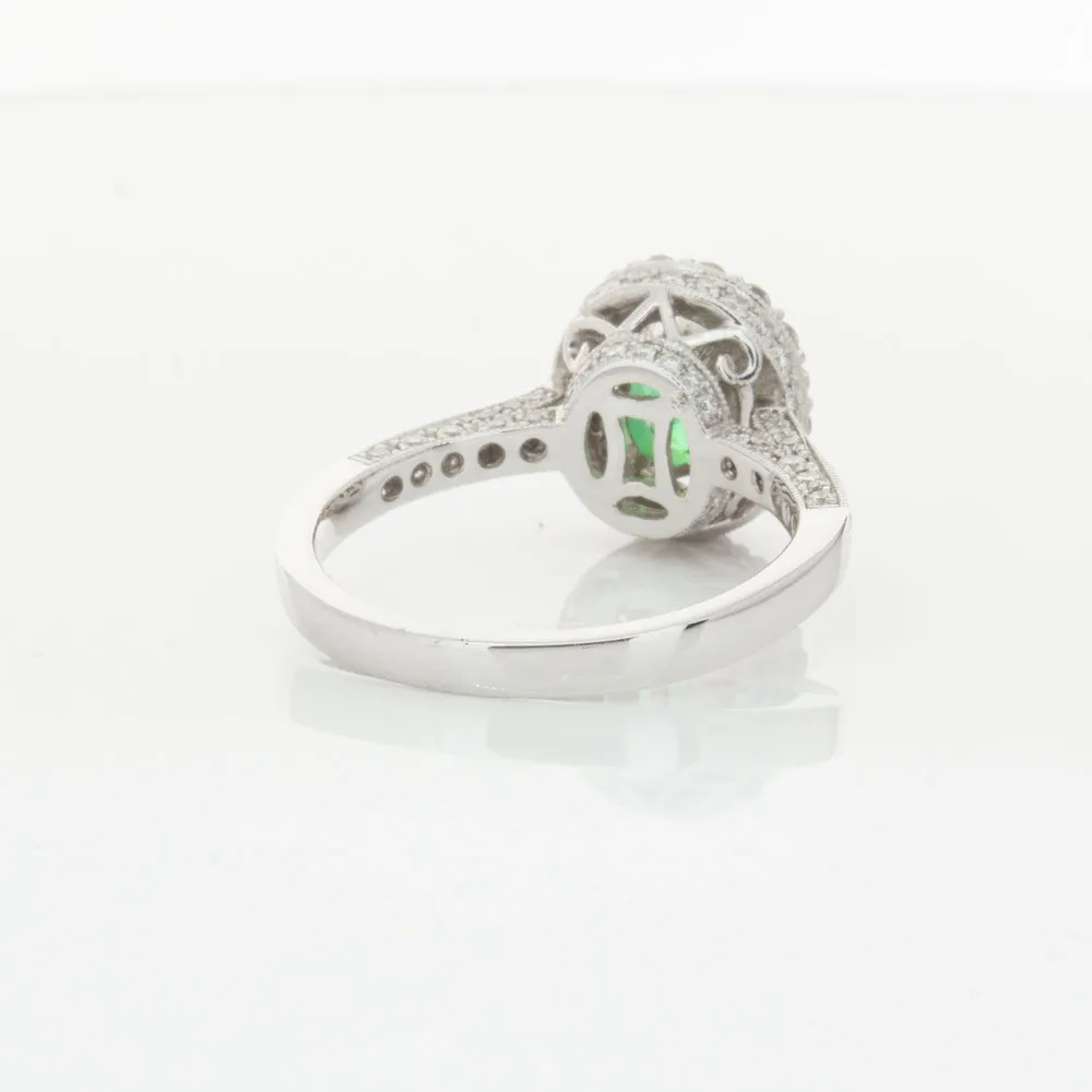 18ct White Gold 1.00ct Emerald & Diamond Ring