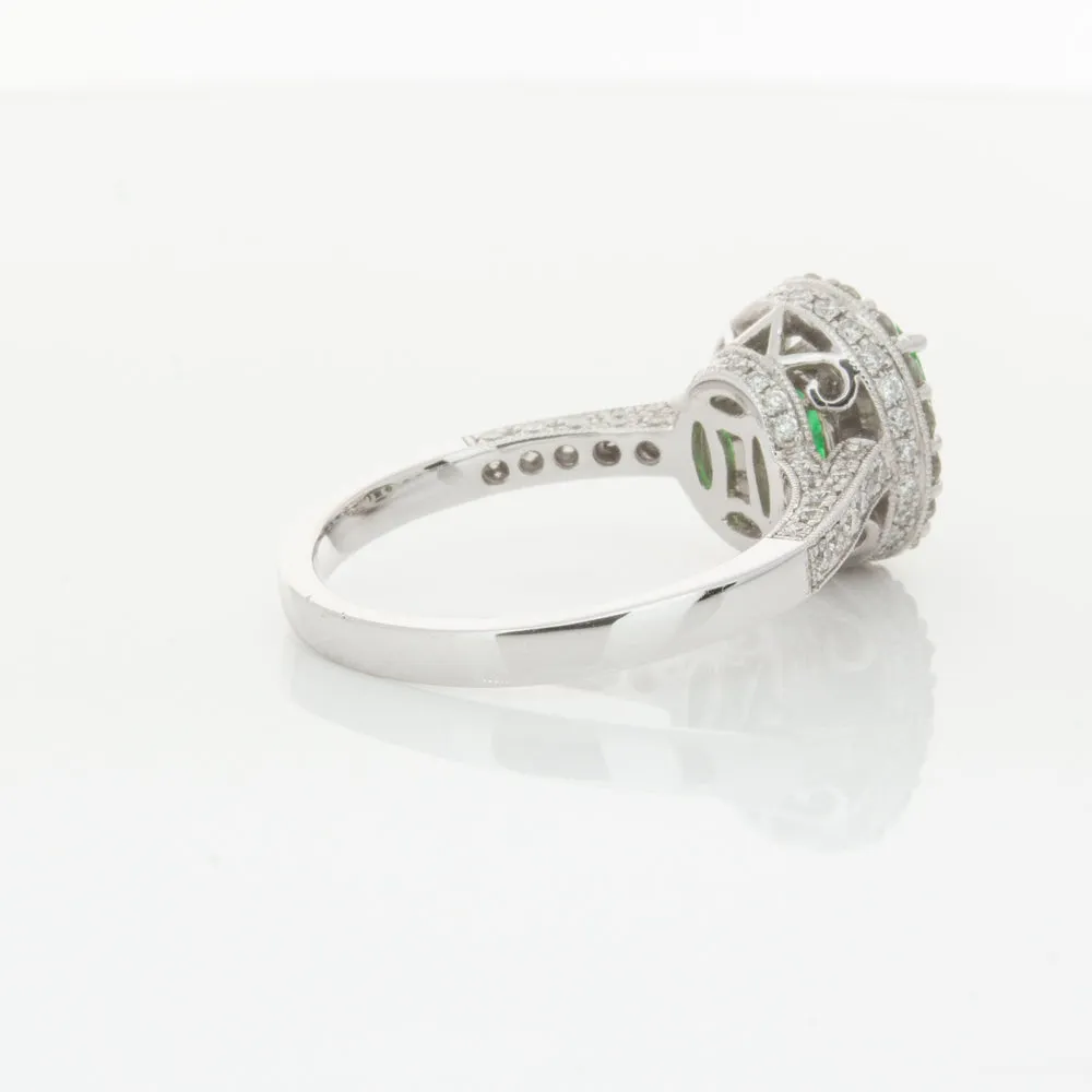 18ct White Gold 1.00ct Emerald & Diamond Ring