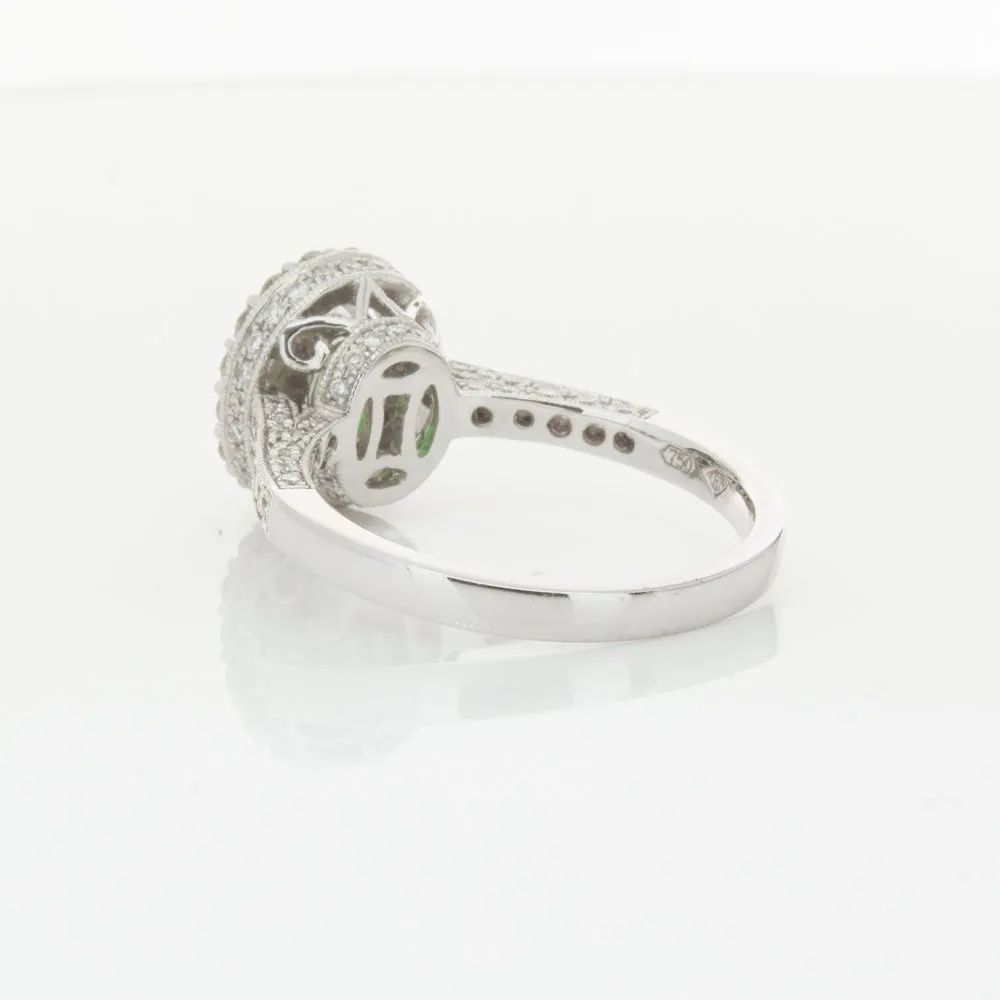 18ct White Gold 1.00ct Emerald & Diamond Ring