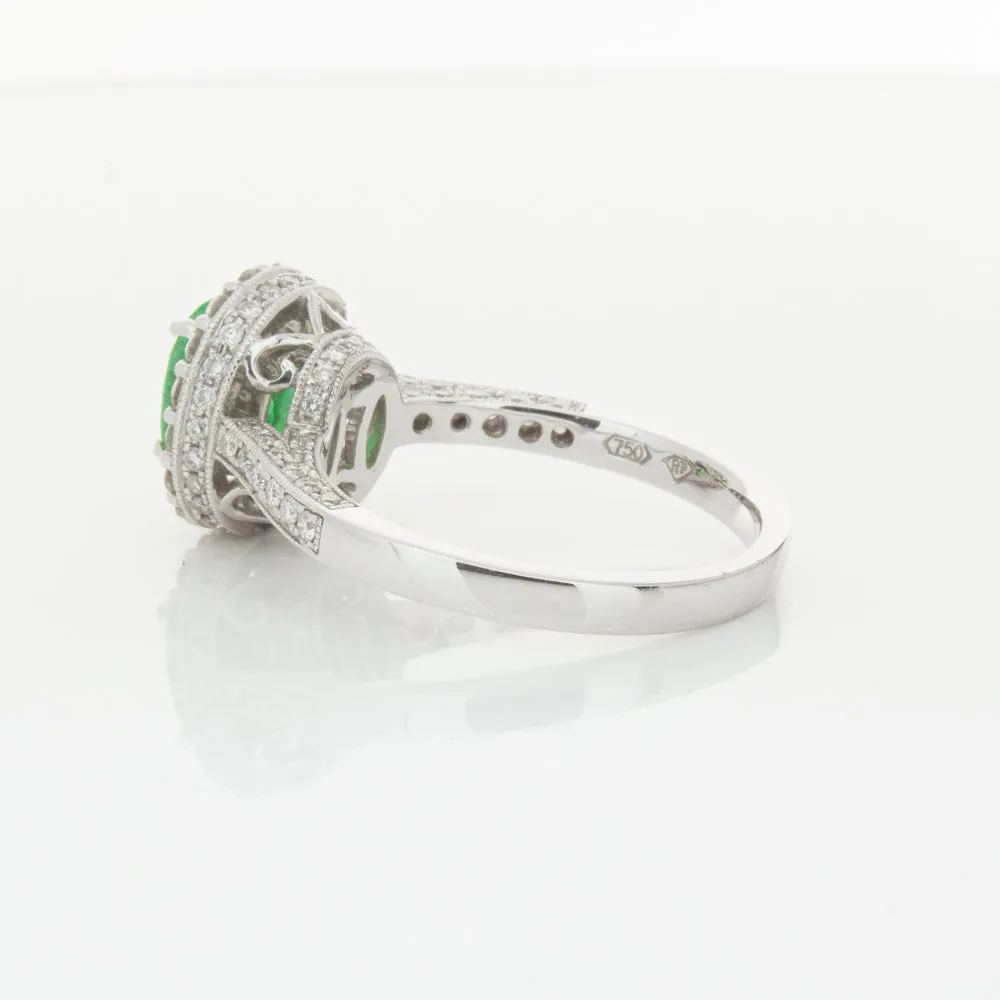 18ct White Gold 1.00ct Emerald & Diamond Ring