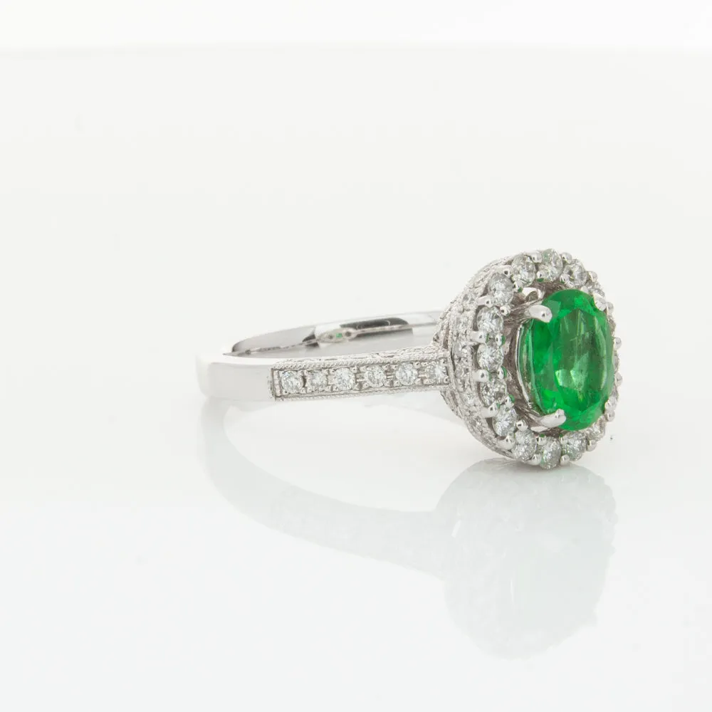 18ct White Gold 1.00ct Emerald & Diamond Ring