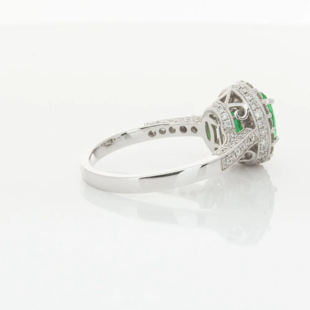 18ct White Gold 1.00ct Emerald & Diamond Ring