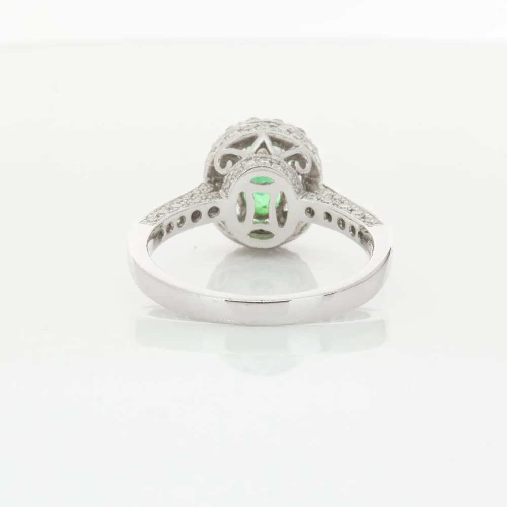 18ct White Gold 1.00ct Emerald & Diamond Ring