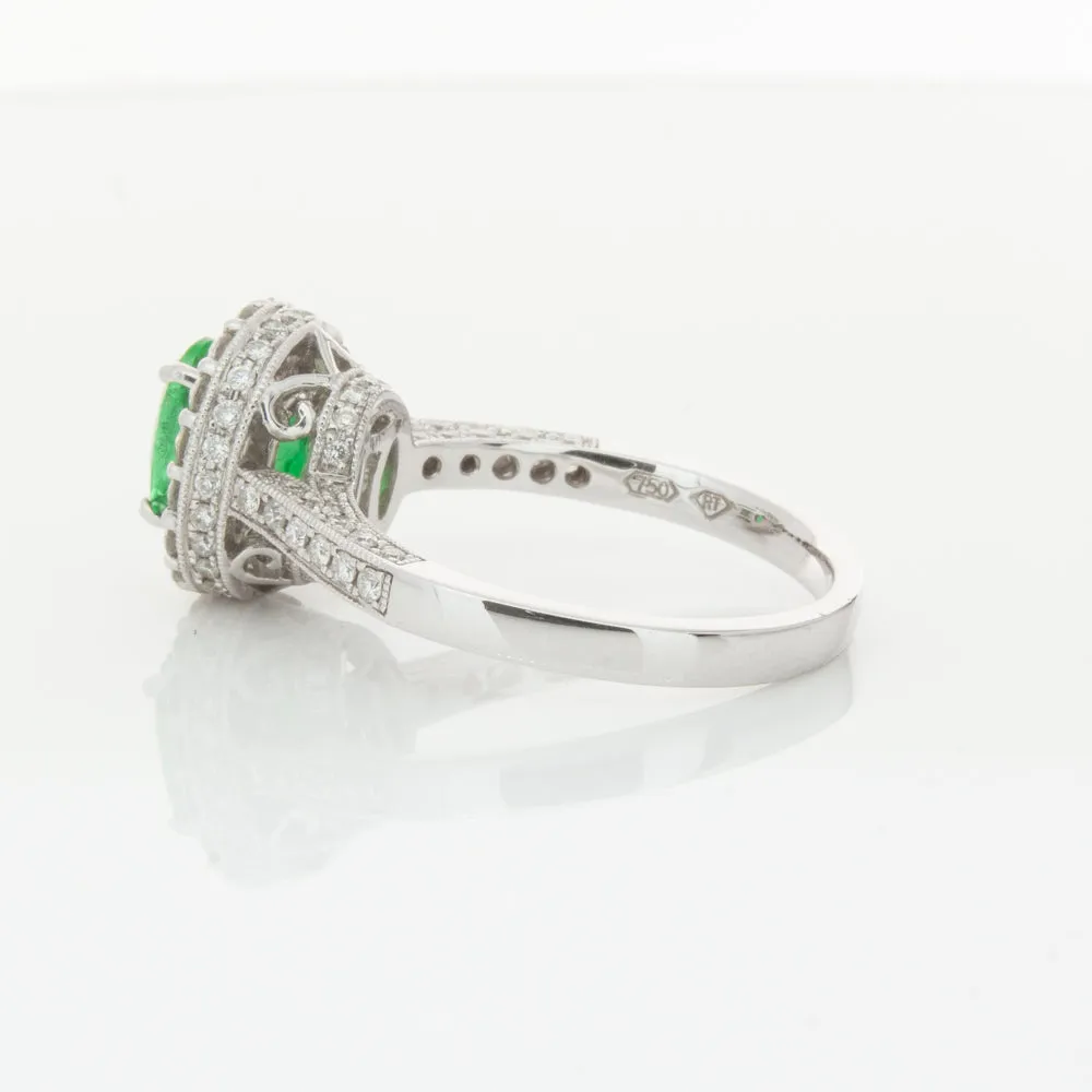18ct White Gold 1.00ct Emerald & Diamond Ring