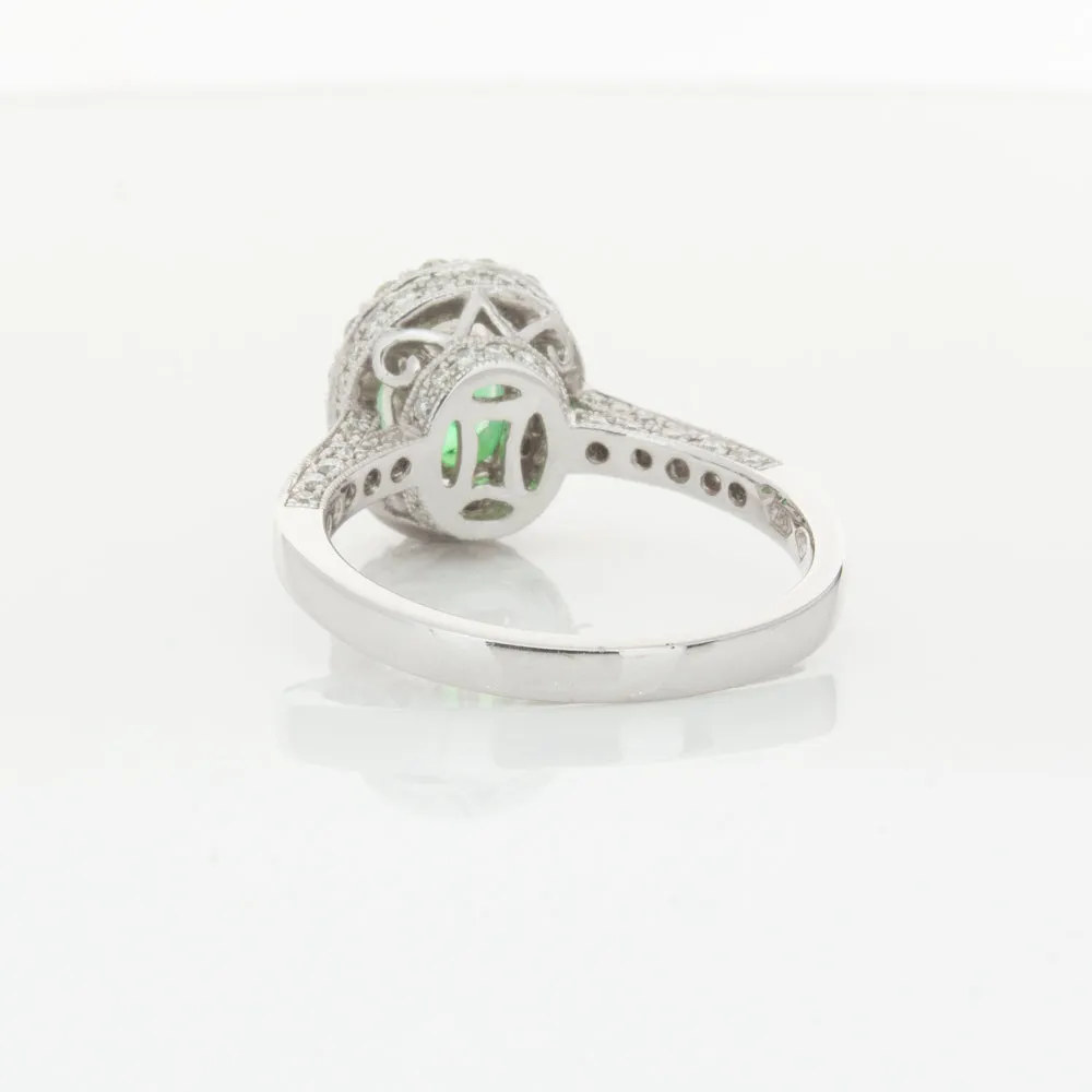 18ct White Gold 1.00ct Emerald & Diamond Ring