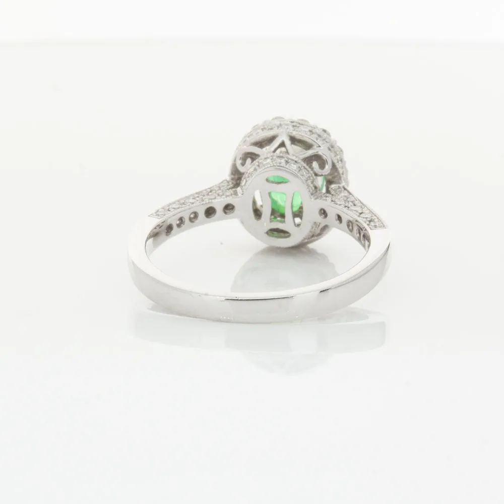 18ct White Gold 1.00ct Emerald & Diamond Ring